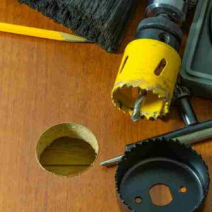 hole saw on a drill press